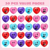 JOYIN 30 Pcs Valentine's Day Heart Shape Stress Ball, Valentines 1.5 inch Heart Squeeze Ball Squishy Toy Exchange Gift for Kids, Stress Relief Party Favors, Holiday Reward Prizes