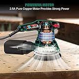 5-Inch Random Orbital Sander, HYCHIKA 13000RPM Electric Orbital Sander with 6 Various Speeds, Palm Sander with 12 Pcs Sandpapers, 1 Pcs Dust Bag, Fit for Woodworking/Sanding