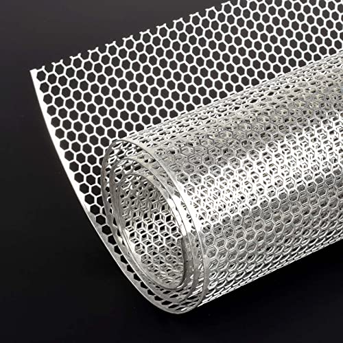 AggAuto Universal 40"x13" Car Grill Mesh - Aluminum Alloy Automotive Grille Insert Bumper Honeycomb Hole 6mm Spacing 1mm, One of the Most Multifunctional Shape Grids Silver