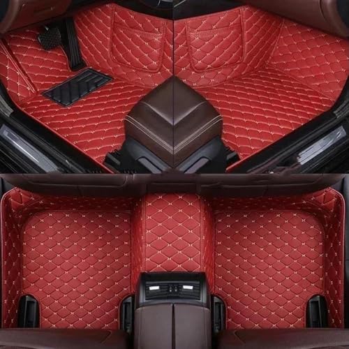 Custom Car Floor Mats for Skoda Superb 2016-2021, Premium Leather All-Weather Liners, Full Coverage Non-Slip Waterproof Carpets Accessories for Sedan SUV Truck, E/Red
