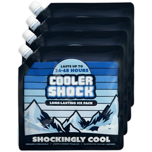 Cooler Shock Ice Packs for Cooler - Long Lasting Reusable Freezer Packs for Coolers - Cooler Ice Packs for Camping Gear, Fishing, Road Trips, Beach Must Haves, Medium