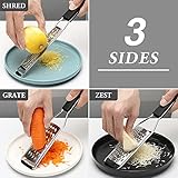 Cambom Cheese Grater Citrus Zester Lemon Zester Pack of 3-304 Stainless Steel - A Sharp Tool for Parmesan Cheese, Ginger, Garlic, Nutmeg, Chocolate, Vegetables，Fruits，Dishwasher Safe Black