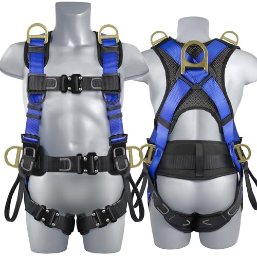 TT TRSMIMA Safety Harness Fall Protection Upgrade 4 Quick Buckles Construction Full Body Harness with 6 Adjustment D-ring