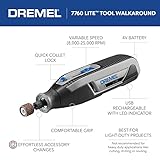 Dremel Lite 7760 N/10 4V Li-Ion Cordless Rotary Tool, Variable Speed Multi-Purpose Kit, USB Charging, Easy Accessory Changes - Perfect For Light-Duty DIY & Crafting, Sanding, Engraving and Polishing