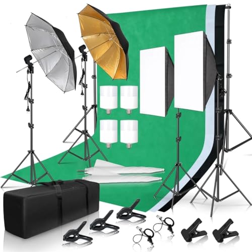 Photography Photo Studio Softbox Lighting Kit with 2x3M Backdrop Frame 4 Pcs 2M Tripod Stand