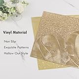 Crisjanggo Gold Placemats Set of 6, Wipable Rectangular Table Place Mats Bulk Pressed Vinyl Placemats for Party Dining Wedding Centerpiece Decorations