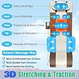 Full Body Massage Mat, 3D Body Stretching & Lumbar Traction, Back Heating, Traction Up & Down, Curve Stretch, Twist Left & Right, 4 Modes 3 Intensities 3 Heat Levels, PU Leather, Foldable, Fit 5'1-6'0