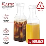 Plastic Juice Carafe with Lids (Set of 6) 50 oz Carafes for Mimosa Bar, Drink Pitcher with Lid, Water Bottle, Milk Container, Clear Beverage Containers for Fridge, Pantry Storage, Square Pitchers