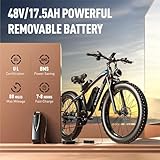 EXRBYKO Fat Tire Electric Bike for Adults, 2000W Peak 37MPH Ebike with 48V 17.5AH 840WH Battery, 80 Miles E Bike with 21-Speed Gears, Beach Mountain Snow Electric Bicycle UL Certified, 26"x4"