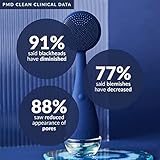 PMD Beauty: Electric Facial Cleansing Brush - Smart Facial Device with Silicone Brush & Anti-Aging Massager, Navy with Remove Balm