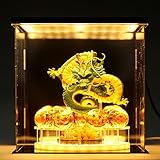 Shenron Figure Dragon Shenlong Statue Set + 3.5cm Crystal Balls + Acrylic Shelf Charging Light or Acrylic Display Business Halloween Christmas Holiday & Birthday Home Decoration (Set C), LT001-Set C