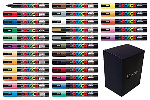 Posca Paint Marker Pen Medium Point (PC-5M) 29 Colors Full Set with Original Box Japan Import