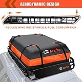 MeeFar Roof Rack Carrier Basket Universal Rooftop 51" X 36" X 5" + Waterproof Bag 15 Cubic Feet (44" 34" 17"), and Cargo Net with Attachment Hooks, Ratchet Straps