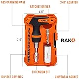 RAK Universal Socket Tool - Birthday Gifts for Men - Set of 15 with 1/4-to-3/4-inch Wrench Grip, T-Handle Ratchet Driver and 10 Screwdriver Bits - Gifts for men, Husband, Handyman