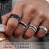 Besteel 16Pcs Stainless Steel Fidget Rings for Men Women Stress Anxiety Relief Rings Black Cool Chain Band Spinner Rings Set for Wedding Promise Mens Rings Pack