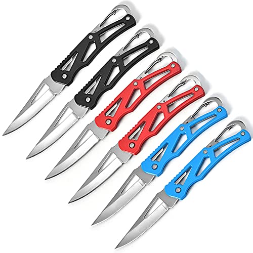 3 Colors Stainless Steel Folding Knife With Key Ring, Outdoor Survival Pocket Knife (6 Pack)