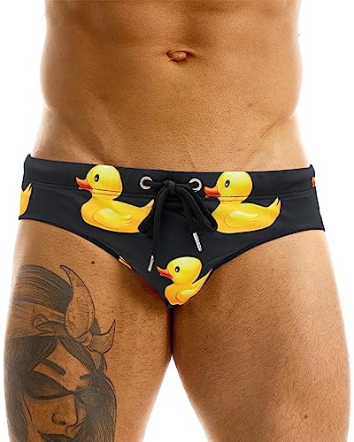 MIZOK Men's Sexy Cartoon Print Swim Bikini Low Rise Surfing Briefs Quick Dry Swimsuit Swimwear Short (as1, Alpha, x_l, Regular, Regular, Black)
