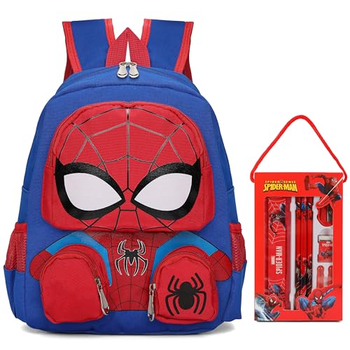 Cartoon Spider Backpack for Kids - 13 Inch Cartoon 3D Spider Backpack Blue Waterproof Bag for Daily Outdoor Travel for Kids Aged 3-5 Years Old
