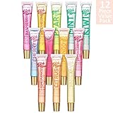 EXPRESSIONS 12pc Clear Lip Gloss Pack – Lip Oils with Vitamin E and Essential Oils, Flavored Lip Gloss Clear Tubes, Hydrating Lip Glow Oil, Tinted Lip Oil, Lip Moisturizer