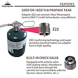 CAMPINGMOON Propane to Butane Camping Stove Adapter with Hose Valve Convert 16oz/1Lb Small Propane Tank to EN417 Lindal Valve Z22/Z21 (9.8" Length (Z22/Z21-25))