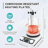 LAB FISH Laboratory Lab Magnetic Stirrer Hot Plate 280℃/ 536℉ 5 inch Digital Magnetic Mixer 3L Capacity Knob Control 200-1500rpm,Probe Sensor & Stirring Bar Included,110V