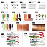 SENSPHER 350PCS Fishing Lures Kit Freshwater Soft Silicone Baits Set Tackle Box Includeing Soft Plastic Worms Hooks Spinner Metal Jig Fishing Accessoris for Trout Bass