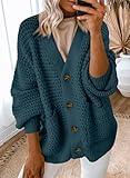 Dokotoo Womens Oversized Open Front Cardigan Sweaters for Women 2025 Fashion Ladies Fall Sweater Long Sleeve Autumn Chunky Fashion Soft Knit Winter Outerwear Coats Blue X-Large