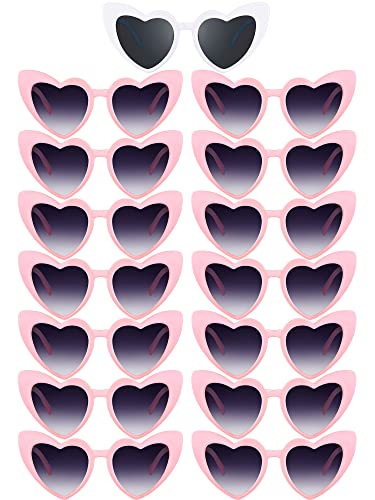 Flutesan 15 Pairs Heart Sunglasses Bachelorette Sunglasses Heart Shaped Sunglasses Bachelorette Party Supplies for Women(Pink, White)