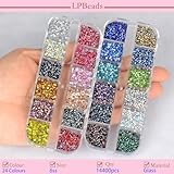 LPBeads Glass Hotfix Rhinestones Bulk SS6 14400pcs 24 Colors Hotfix Crystal Flatback Rhinestones for Crafts Clothes with Tweezers and Wax Pencil Kit