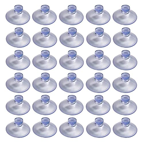 BMXIAJW 50pcs Clear 20/24/30/35/40/45/50/55mm Sucker Suction Cups Transparent Plasitc Mushroom Head Suckers Cup(30mm)