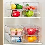 Vtopmart 8pcs Clear Organizers and Storage Bins with Lids, Stackable Plastic Storage Containers with Handles for Fridge, Freezer, Pantry, Cabinet, Kitchen Organization