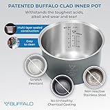 Buffalo Classic Rice Cooker with Clad Stainless Steel Inner Pot - Electric Rice Cooker for White/Brown Rice, Grain - Easy-to-clean, Non-Toxic & Non-Stick, Auto Warmer (10 Cup)