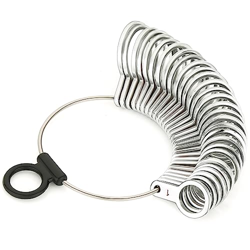 Splenor Tools Steel Finger Sizer - US Standard Size 1 to 15 - for Measuring Finger Sizes - 29 Rings Set - Jewelry Making Ring Sizer Tool