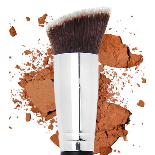 Contour Brush Bronzer Brush Blush Brush - Flat Angled Kabuki Brush for Face, Foundation Brush, Dense Synthetic Bristles for Blending, Buffing, Stippling, Setting with Powder Cream Liquid Makeup