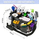 Ytonet Cleaning Caddy, Wearable Cleaning Caddy for Cleaning Supplies with 4 Foldable Dividers, Large Cleaning Supply Caddy with Handle and Shoulder Straps for Housekeepers, Cleaning Tote, Black Grey