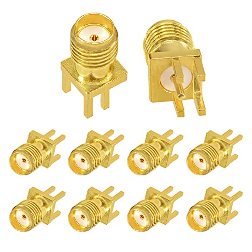 Superbat SMA Connectors RF Coaxial SMA Female Jack PCB Edge Mount Connector Solder Adapter Vertical Thru Hole 10pcs