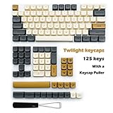 XDK Retro Custom Keycaps 125 Keys for Mechanical Keyboard, XDA Profile Keycaps PBT Dye-Sub Twilight Key Cap Set