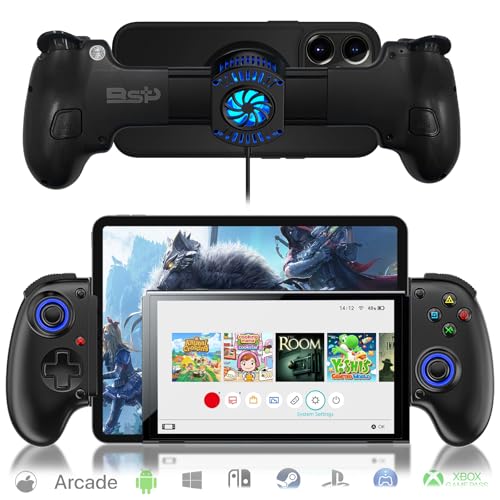 arVin Mobile Gaming Controller for iPhone/iPad/Android/Tablet/PC/Switch/PS4, Wireless Gamepad with RGB Cooler/Hall Effect Sensing Joystick/Turbo/Back Key,for Xbox Game Pass/PS Remote Play/Steam Link