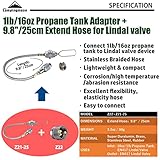 CAMPINGMOON Propane to Butane Camping Stove Adapter with Hose Valve Convert 16oz/1Lb Small Propane Tank to EN417 Lindal Valve Z22/Z21 (9.8" Length (Z22/Z21-25))