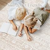 Soalmost 8x10 Area Rugs for Living Room, Stain Resistant Neutral Washable Rugs for Dining Room, Floral Vintage Non-Slip Thin Large Size Area Rug Beige