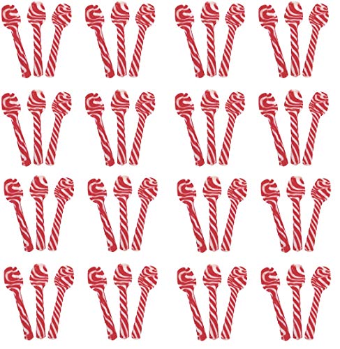 SAVYT Candy Cane Peppermint Spoons - Edible Spoons - Hot Chocolate and Coffee - Bulk Children Christmas Favors, Birthday Goody Bag Filler, Stocking Stuffers (48 Spoons)
