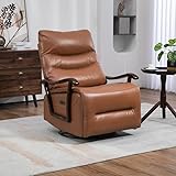 Bed Bath & Beyond 31.5'' Wide Genuine Leather Swivel Power Recliner Zero Gravity Reclining Glider with USB Port Orange