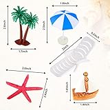 24 Pieces Cake Decoration Green Palm Tree Summer Beach Chair Umbrella cake toppers for hawaiian beach Theme Birthday Wedding Baby Shower Party Supplies