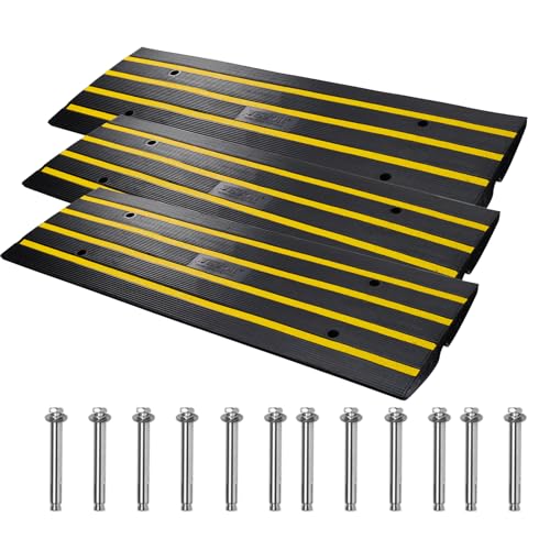 VEVOR Rubber Driveway Ramps 3 Pack, Heavy Duty 33069lbs Load Capacity Curb Ramp, 2.6 inch High Car Ramps for Loading Dock Garage Sidewalk, L.O.A. 12FT