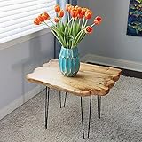 WELLAND Natural Edge Coffee Table, Small Square Cedar Wood Table, 28x20.5x20.5 inches, Unfinished