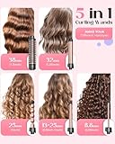 5 in 1 Curling Wand Set, Lopeie Curling Iron with New Upgraded Curling Brush and 4 Interchangeable Ceramic Curling Wand(0.5”-1.25”), Fast Heating, Include Heat Protective Glove & 2 Clips & Hair Brush