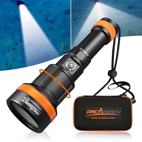 ORCATORCH ZD710 Zoomable Dive Light 2700 Lumen Scuba Diving Flashlight with 4 Modes, 2-in-1 Spotlight & Floodlight, IP68 Waterproof Night Dive Torch for 150 Meters Under Water Sports