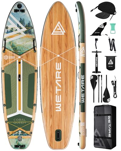 WETARE 11'6"x35" Inflatable Paddle Board, 450lbs Extra Wide Stand Up Sup Board for Adults, Blow Up Paddleboard Kayak Non-Slip Stable Deck Boat for Yoga Fishing Surf