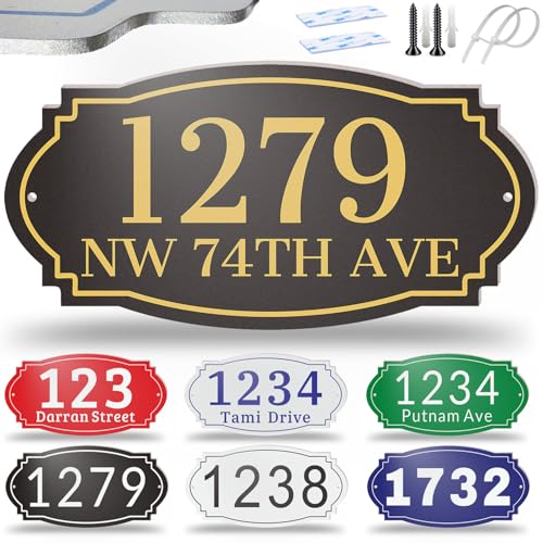 Address Signs for Houses Personalized- Heavy-Duty Solid Aluminum Rustproof Metal Powder Coated Baking House Number Sign Mailbox Address Plaque, Home Custom Address Numbers for House Yard Outside