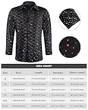 Mens 70s Disco Outfit Costume Bell Bottom Pants Shirts Wigs Necklace Mustache Sunglasses (Black,Large)